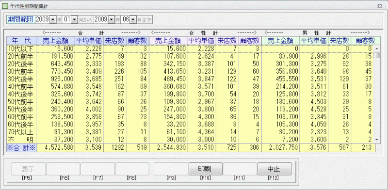 年代性別期間集計